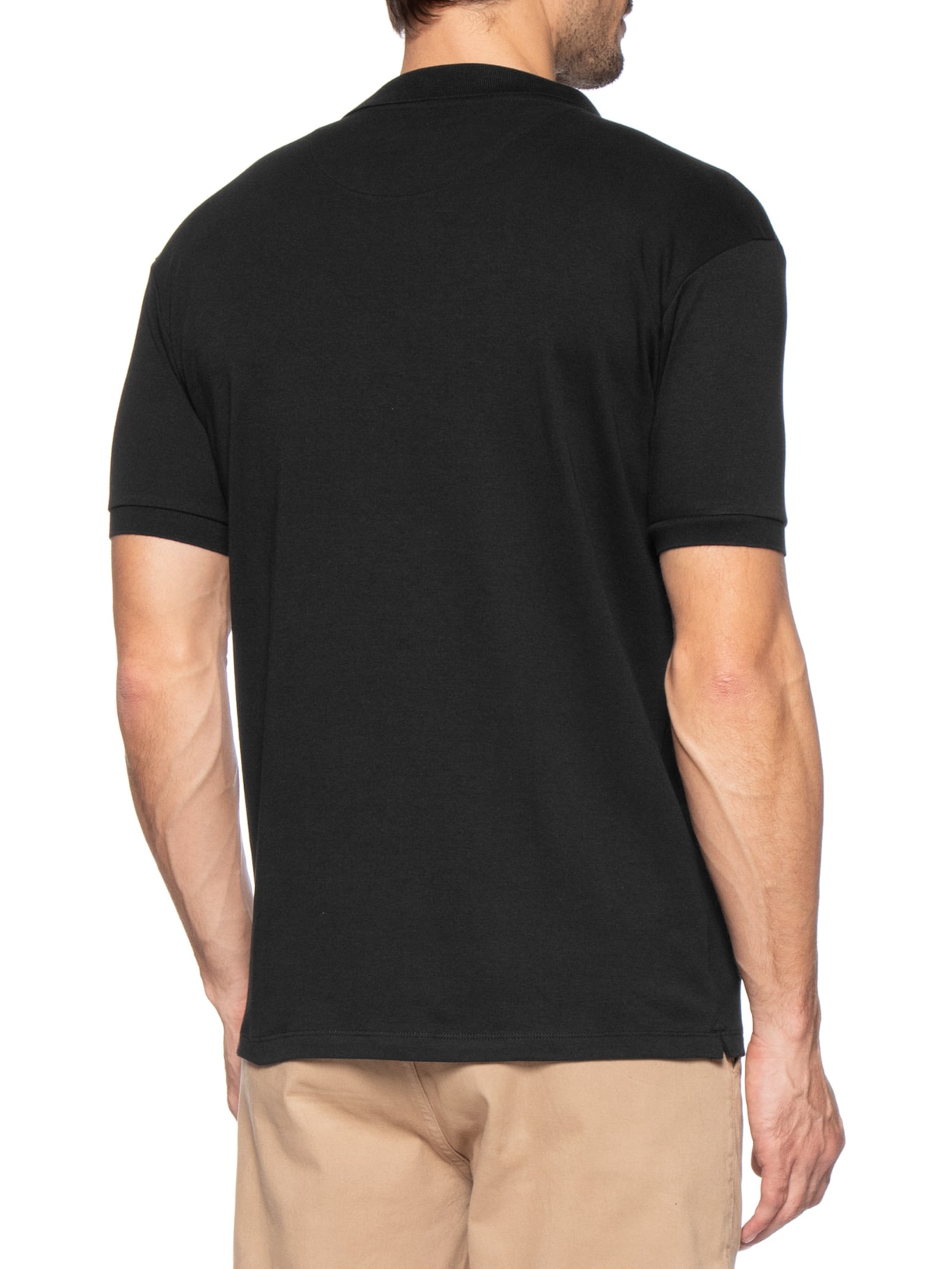 Polo Masculina Básica Em Algodão Egípcio Suedine Preto Pineapple