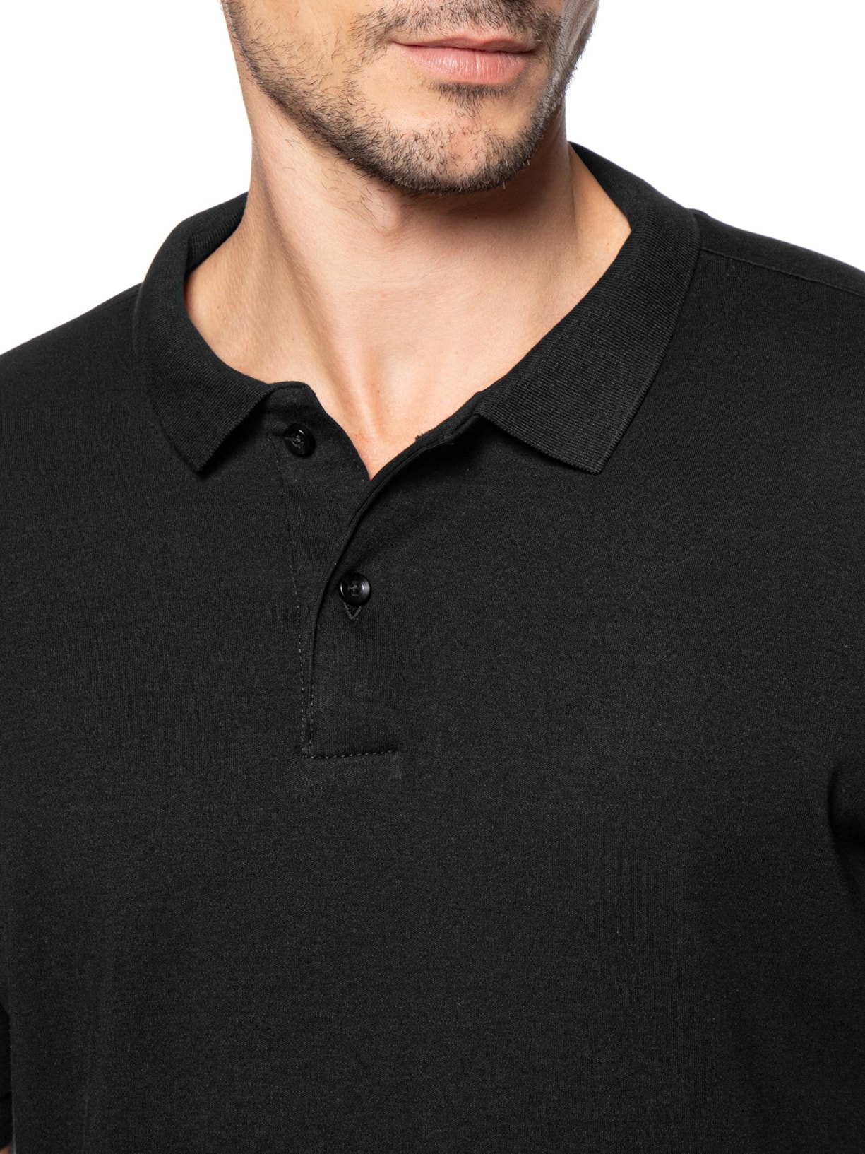 Polo Masculina Básica Em Algodão Egípcio Suedine Preto Pineapple