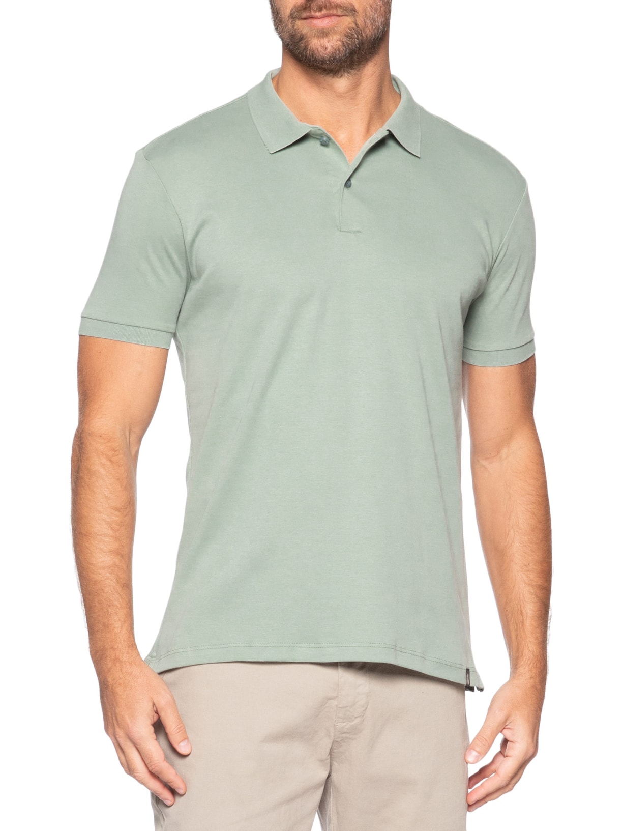 Polo Masculina Básica em Algodão Egípcio Verde Pineapple