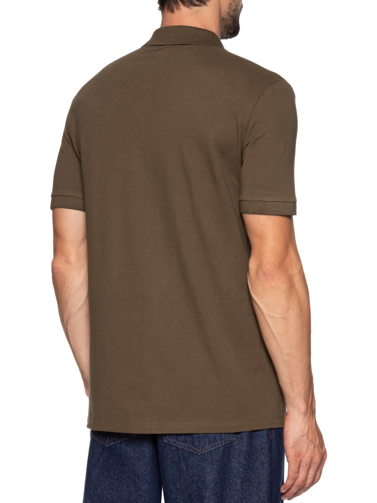 Polo Masculina Básica Em Pique Marrom Hering