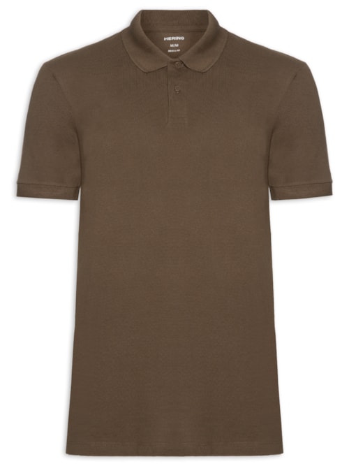 Polo Masculina Básica Em Pique - Marrom