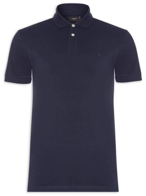 Polo Masculina Básica em Piquet - Azul