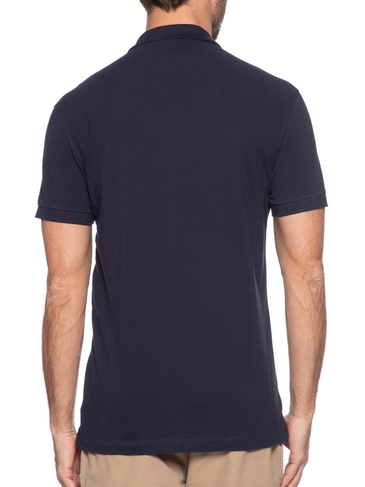 Polo Masculina Básica em Piquet Azul Aramis