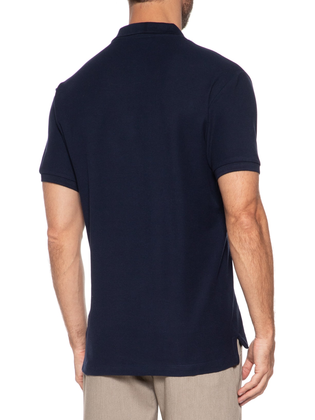 Polo Masculina Básica Em Piquet Azul Sergio K