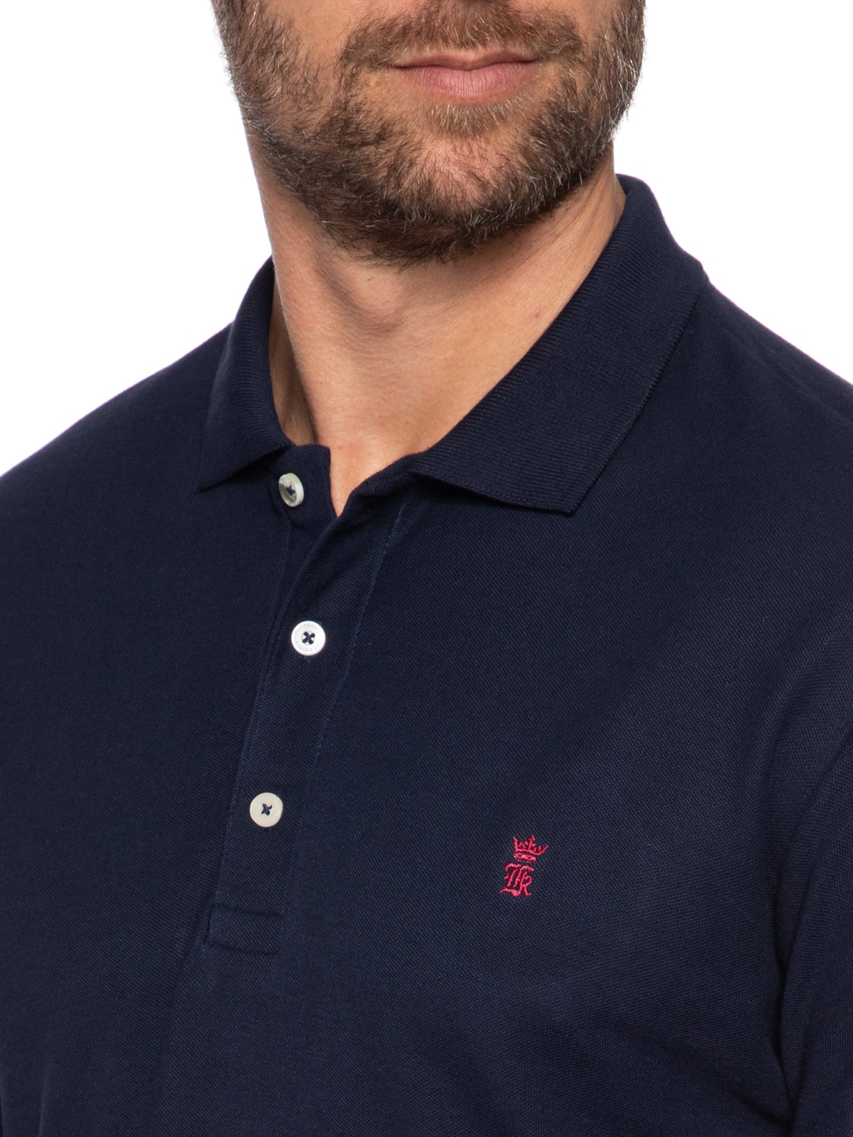 Polo Masculina Básica Em Piquet Azul Sergio K