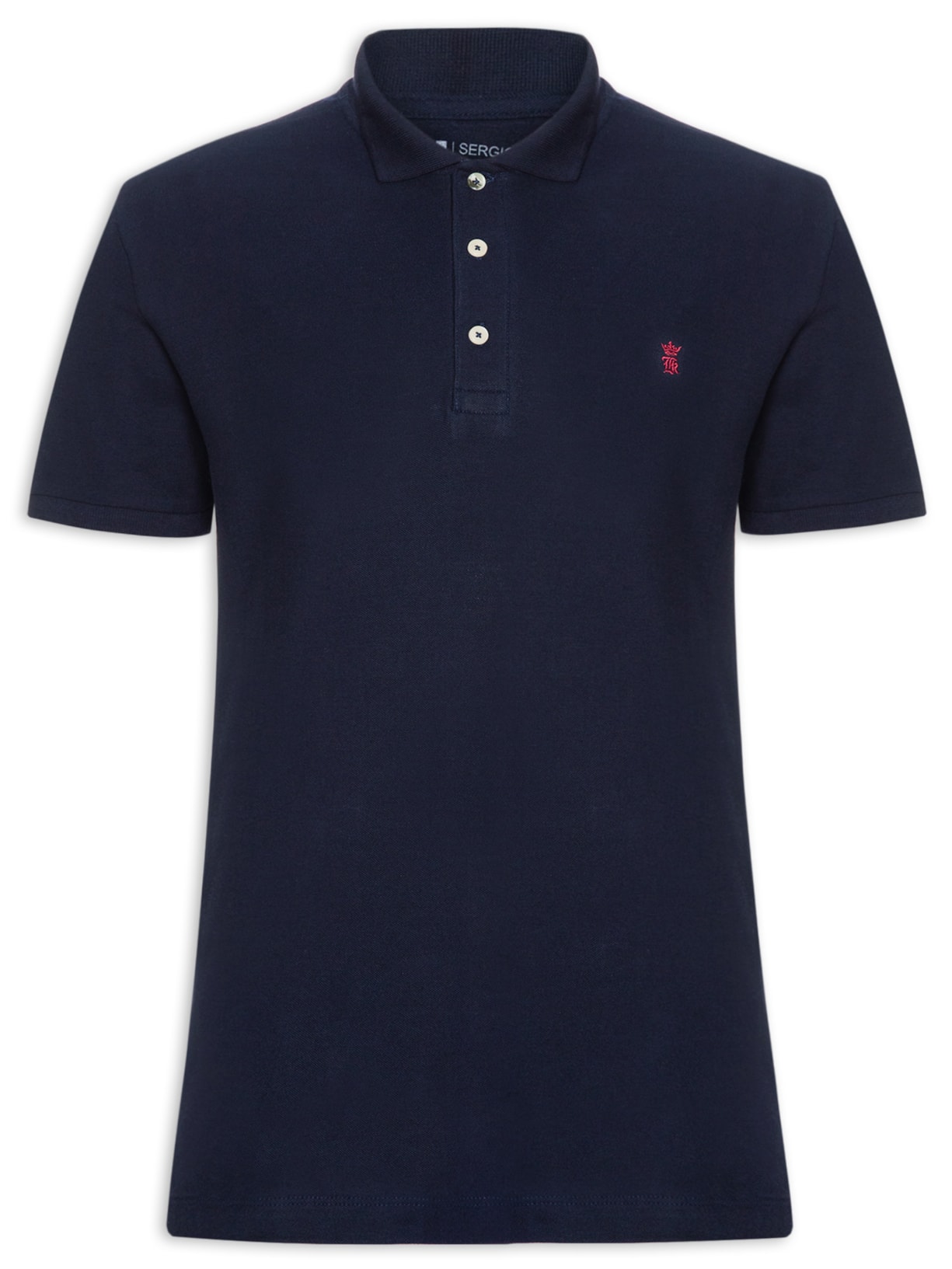 Polo Masculina Básica Em Piquet Azul Sergio K