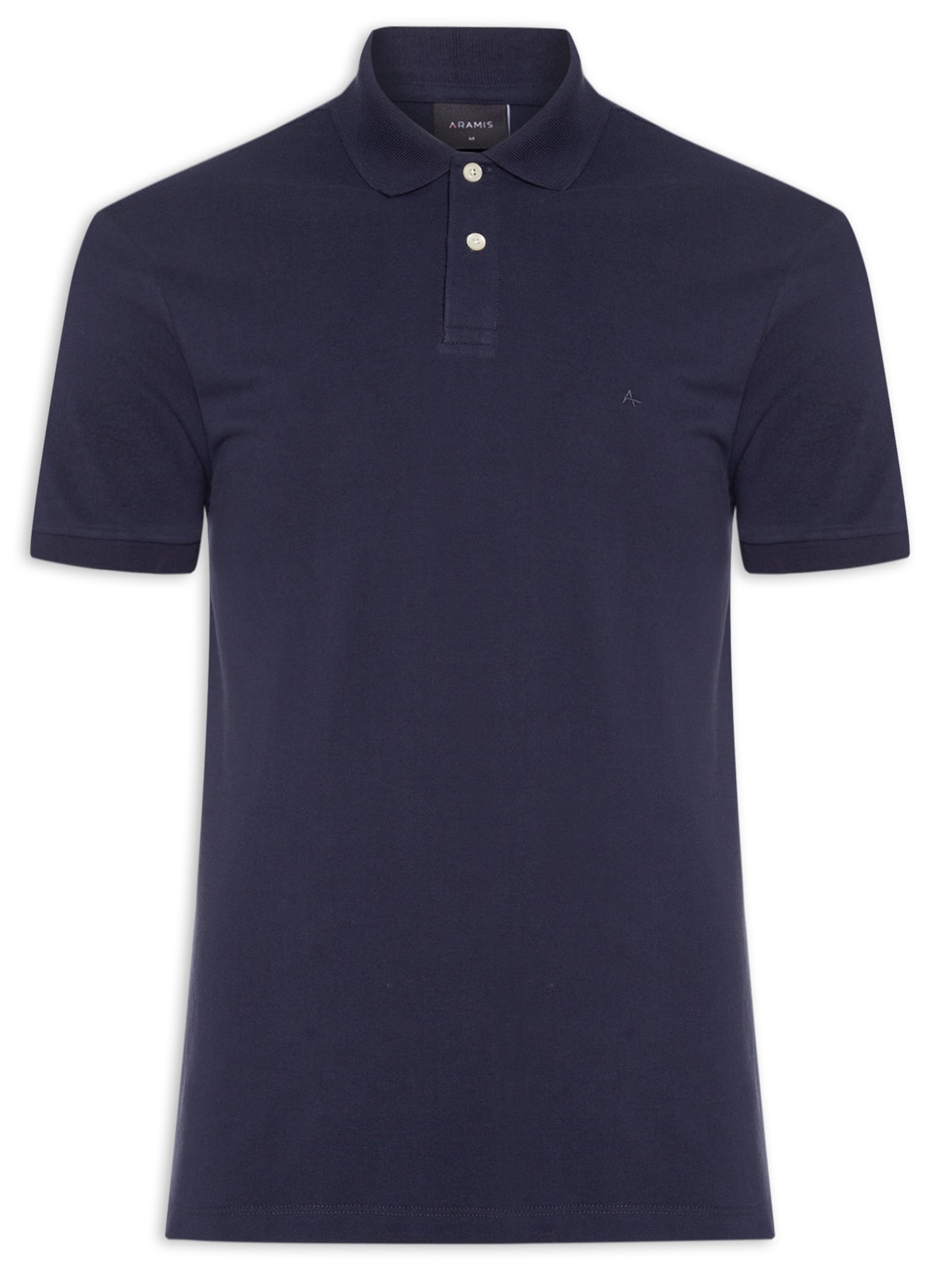 Polo Masculina Básica em Piquet Azul Aramis