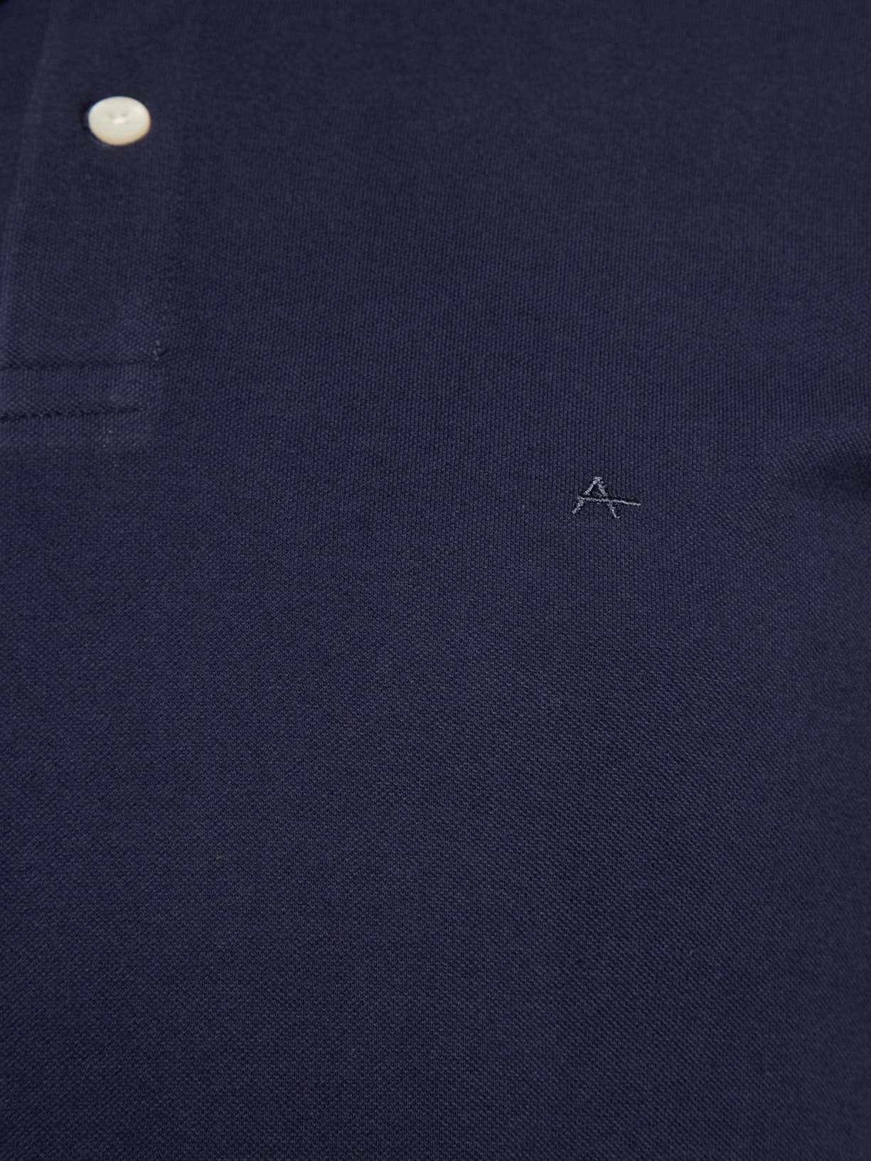 Polo Masculina Básica em Piquet Azul Aramis