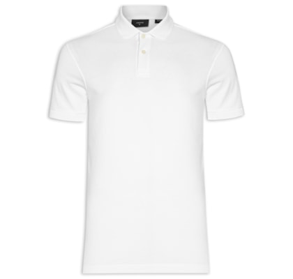 Polo Masculina Básica em Piquet - Branco