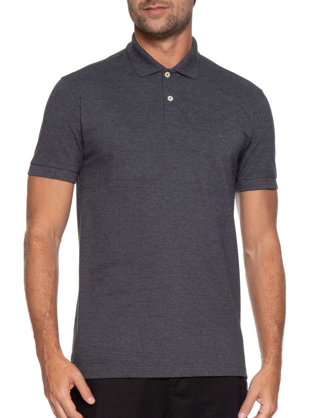 Polo Masculina Básica em Piquet Cinza Aramis