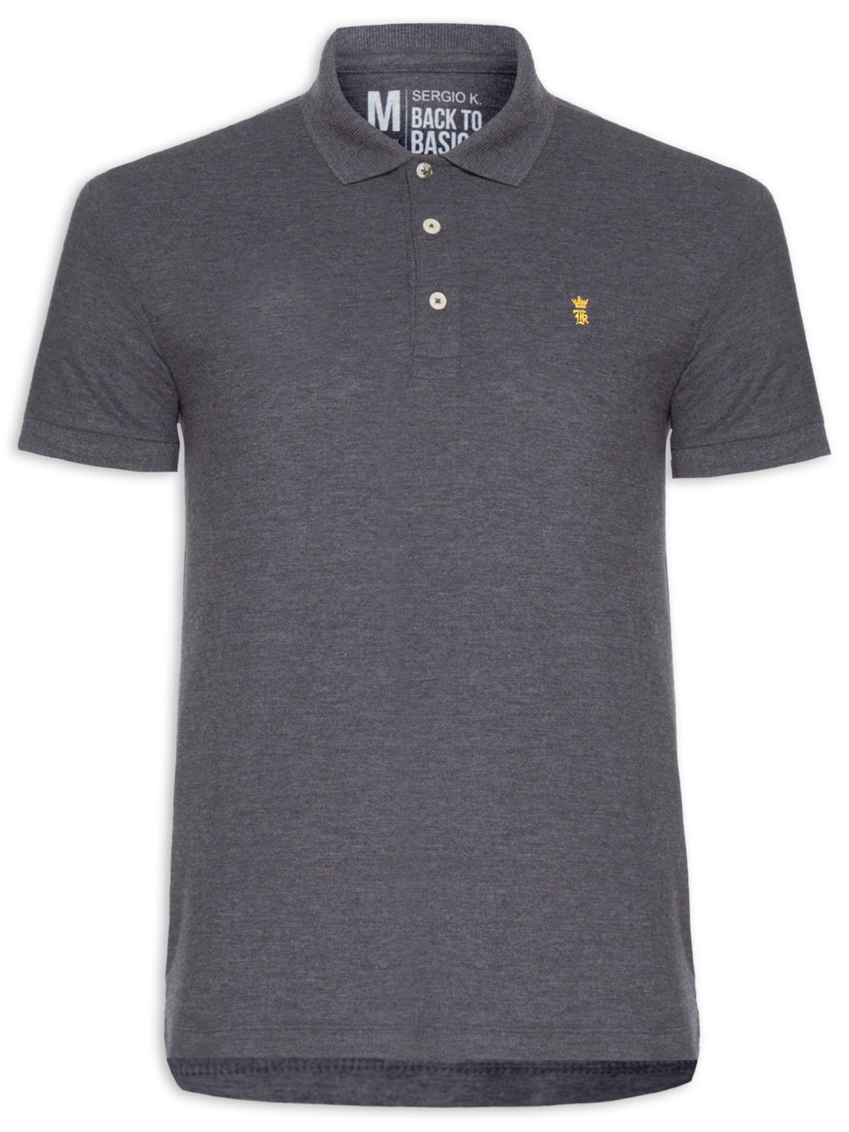 Polo Masculina Básica Em Piquet - Cinza