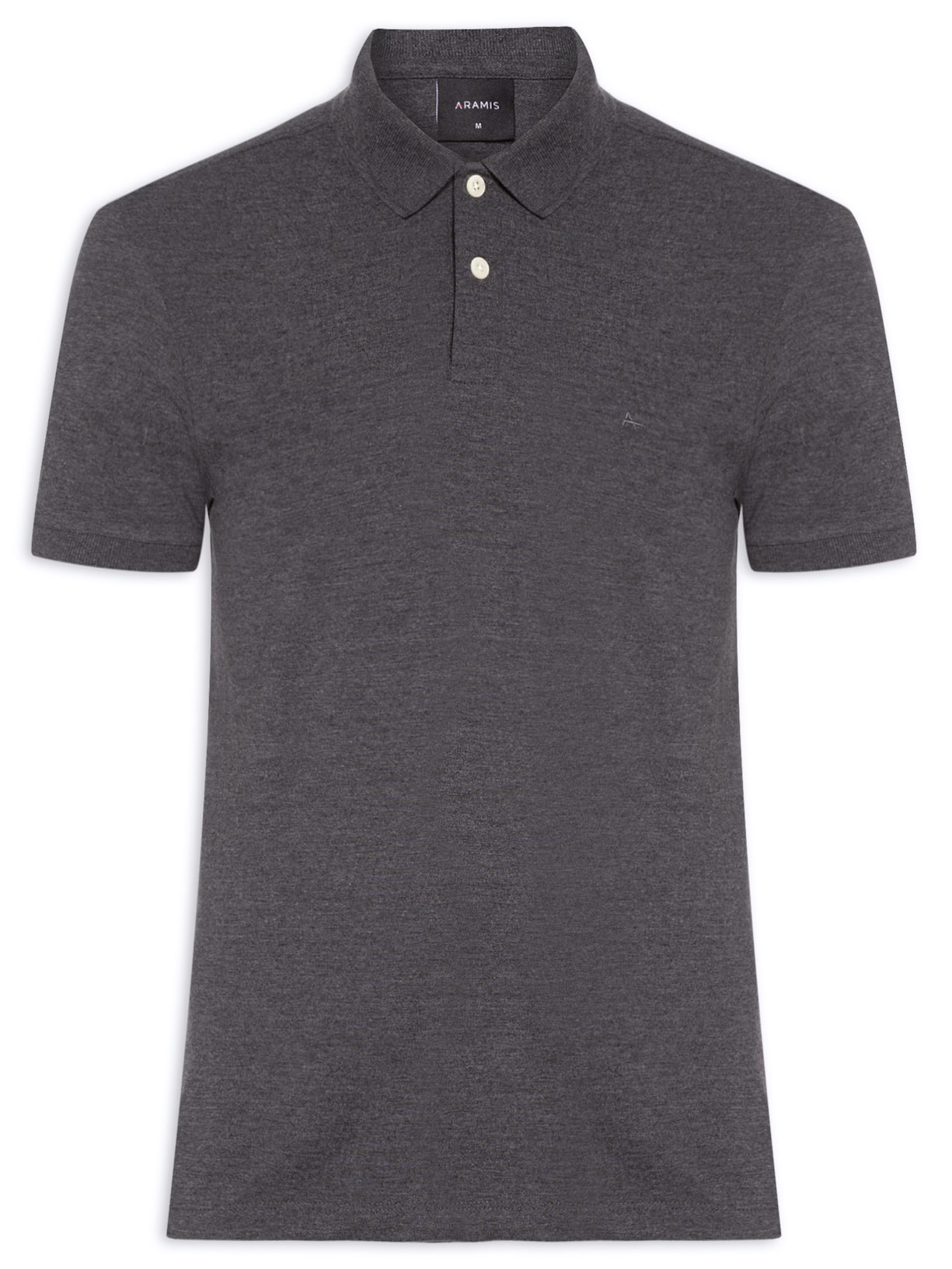 Polo Masculina Básica em Piquet Cinza Aramis