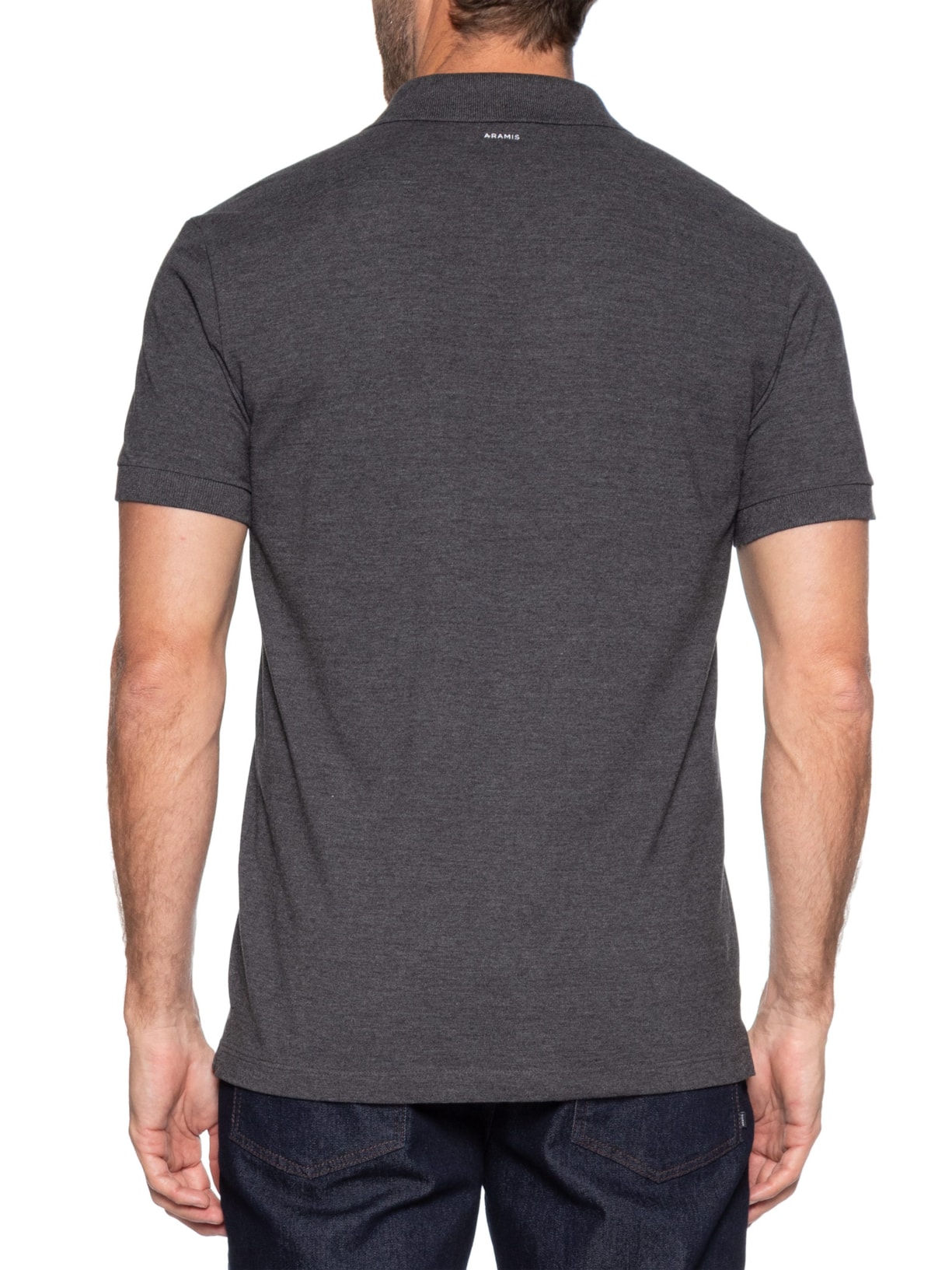 Polo Masculina Básica em Piquet Cinza Aramis