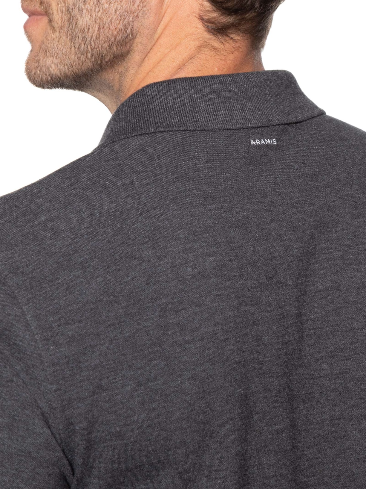 Polo Masculina Básica em Piquet Cinza Aramis