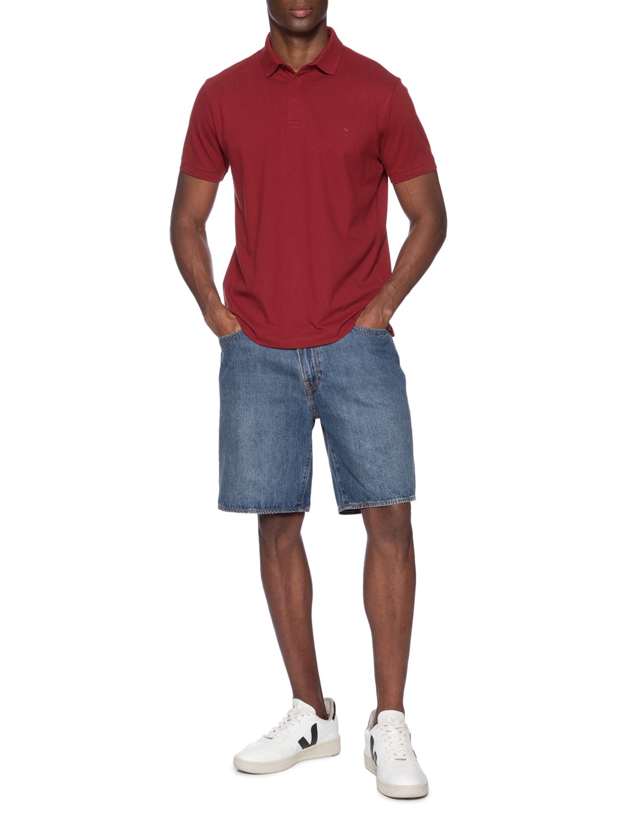 Polo Masculina Básica Em Piquet Colorfix Vermelho Aramis