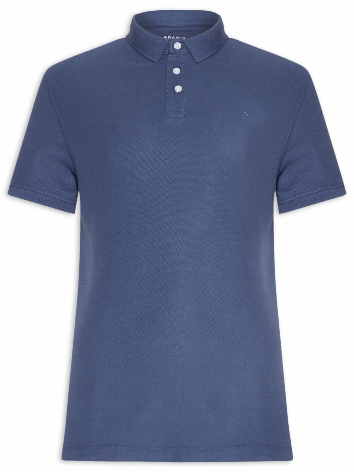 Polo Masculina Básica Em Piquet De Algodão Azul Aramis