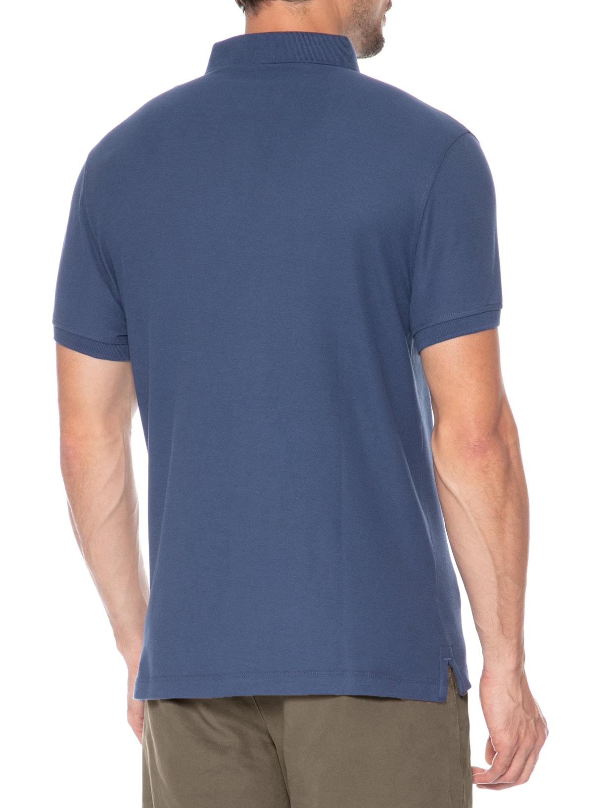 Polo Masculina Básica Em Piquet De Algodão Azul Aramis