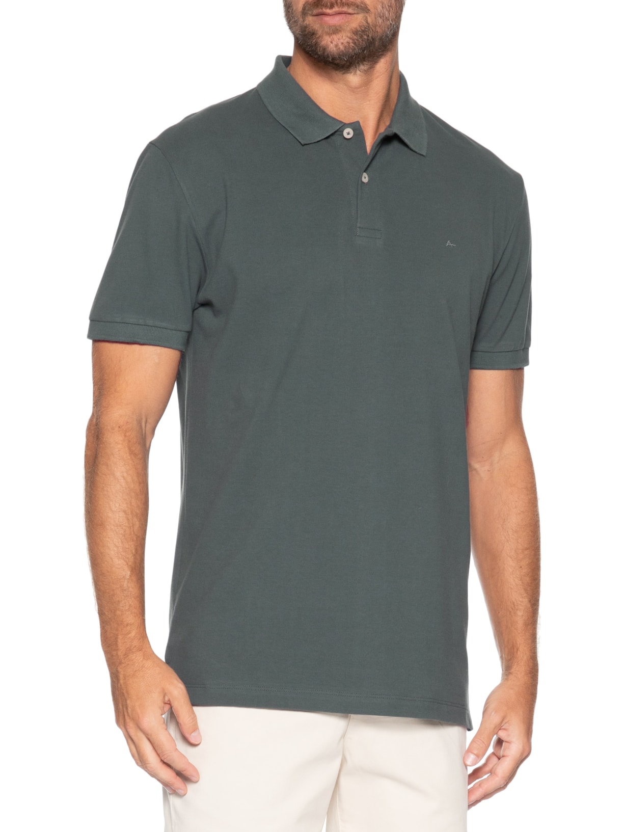 Polo Masculina Básica Em Piquet Logo Surton Verde Aramis