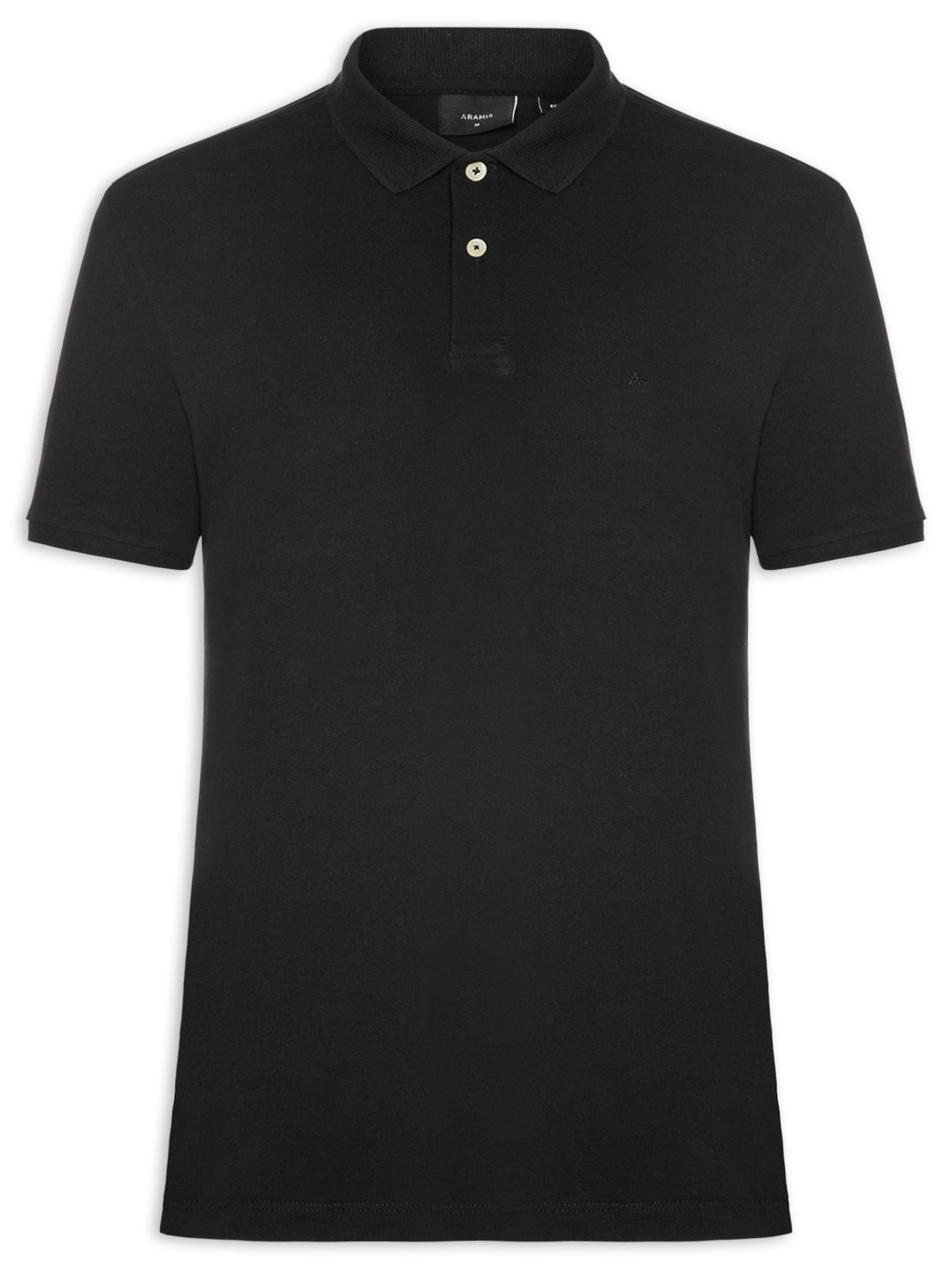 Polo Masculina Básica em Piquet Preto Aramis