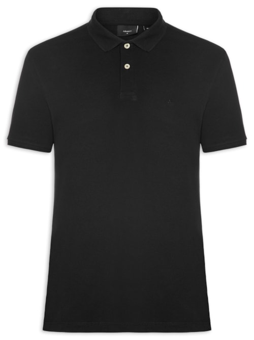 Polo Masculina Básica em Piquet - Preto