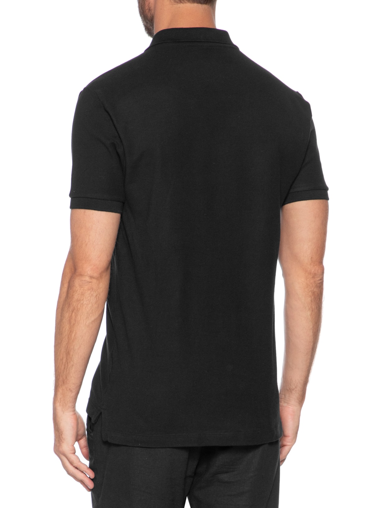Polo Masculina Básica Em Piquet Preto Sergio K