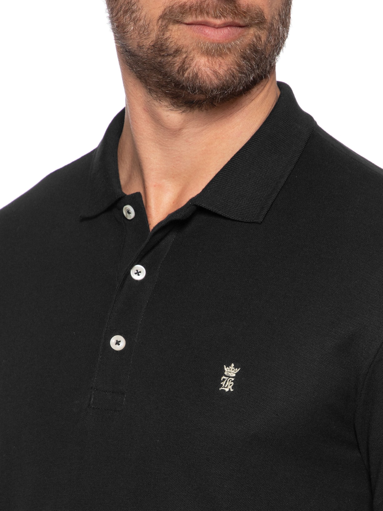 Polo Masculina Básica Em Piquet Preto Sergio K