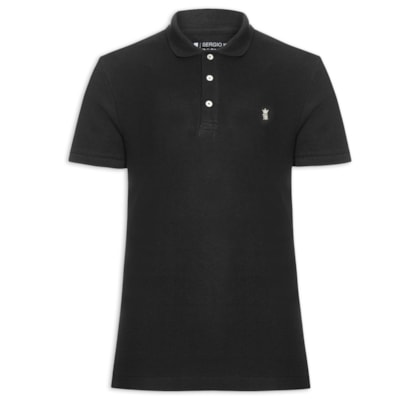 Polo Masculina Básica Em Piquet - Preto