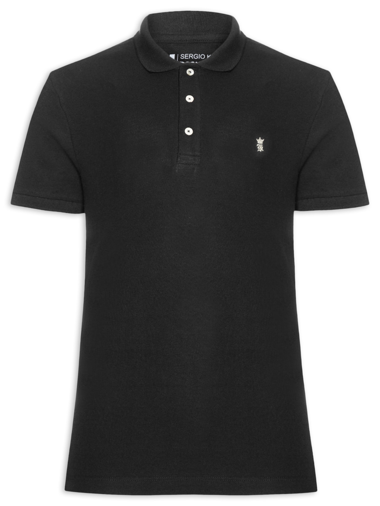 Polo Masculina Básica Em Piquet Preto Sergio K