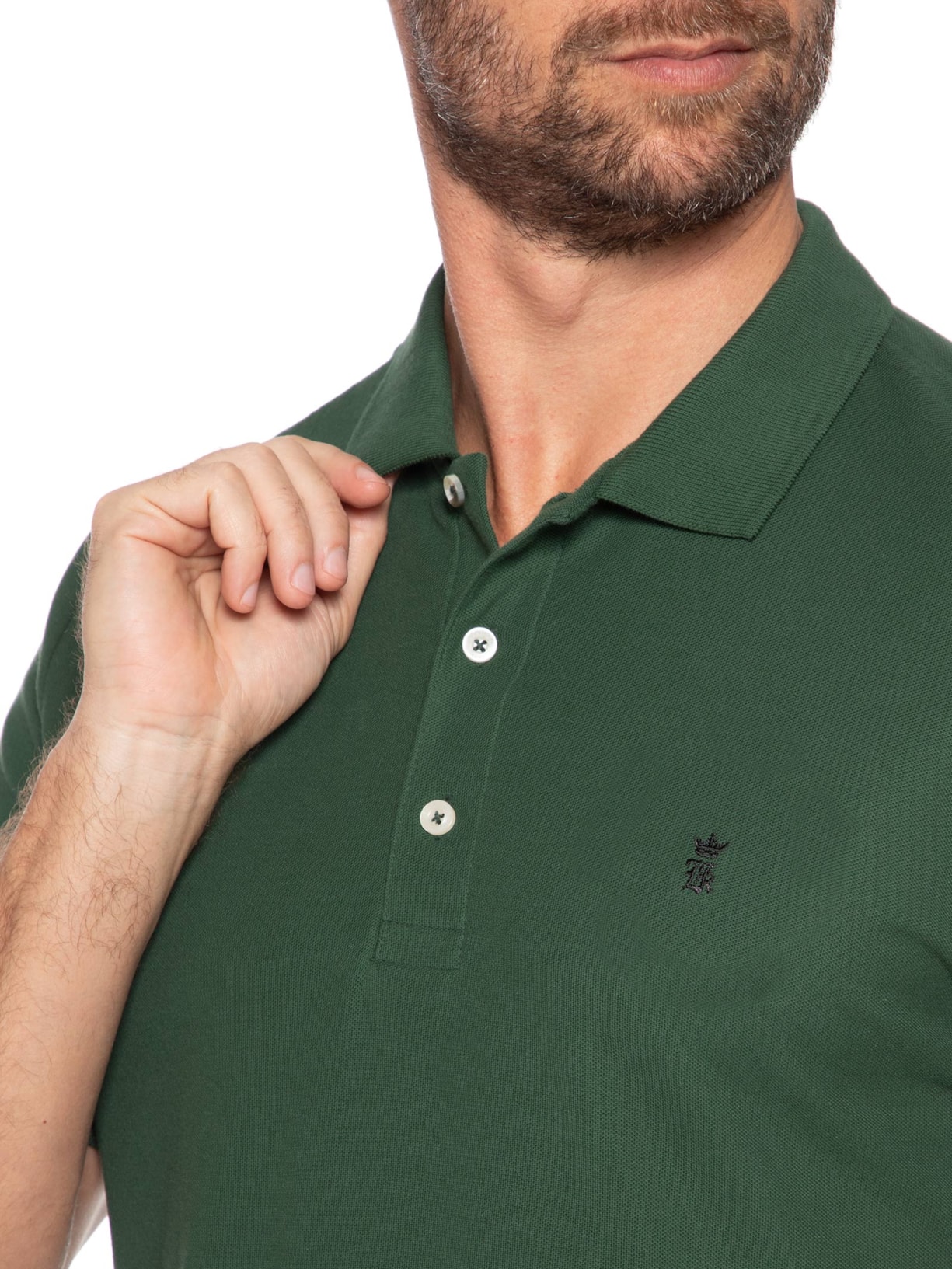 Polo Masculina Básica Em Piquet Verde Sergio K
