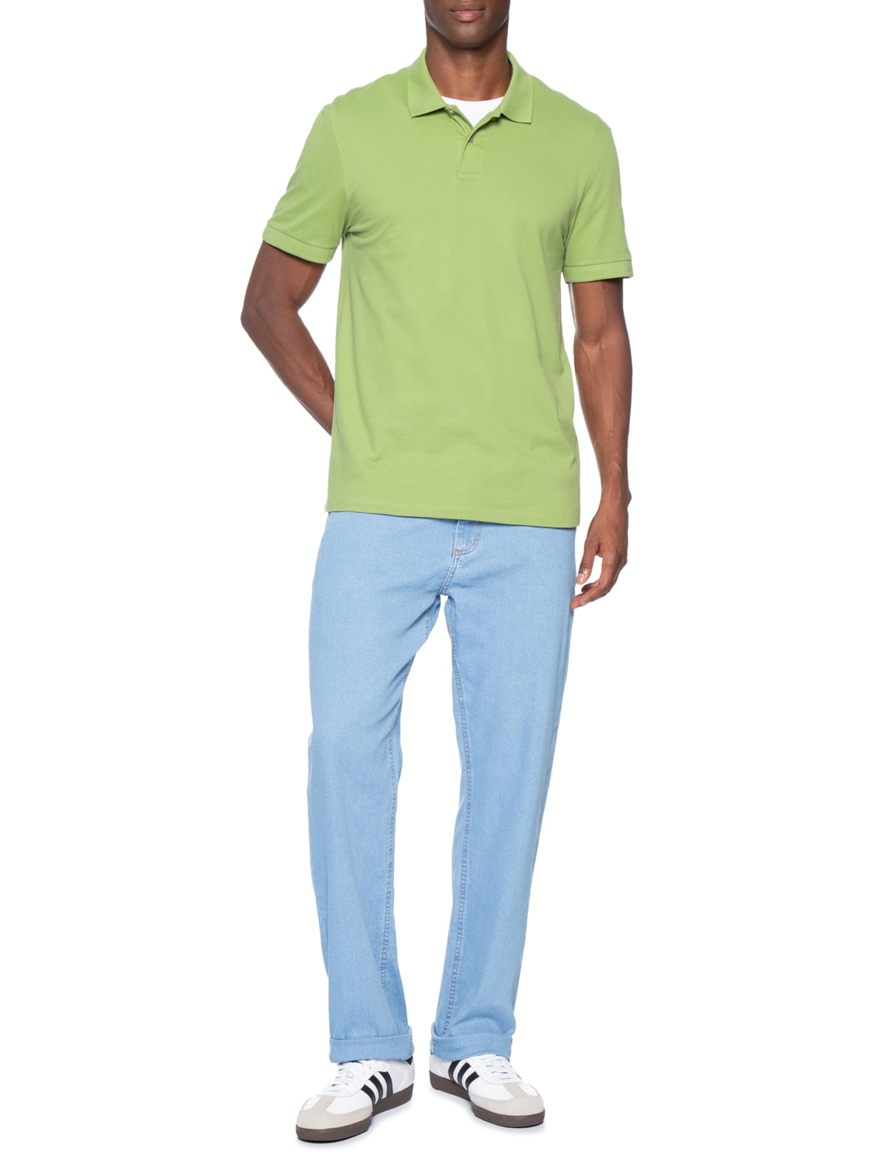 Polo Masculina Básica Em Piquet Verde Hering