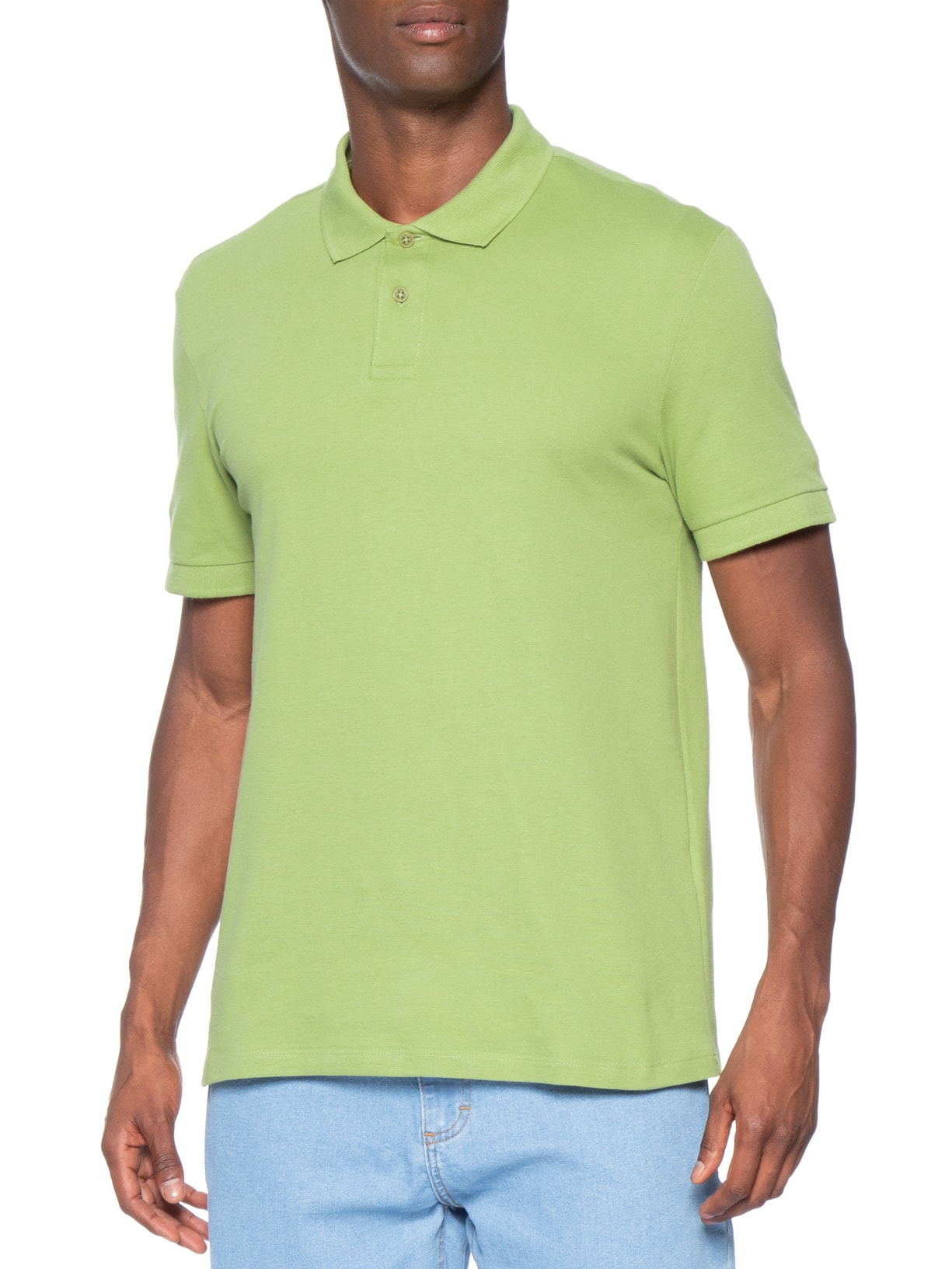 Polo Masculina Básica Em Piquet Verde Hering