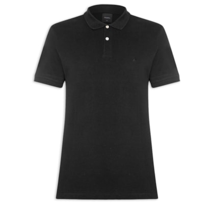 Polo Masculina Básica em Piquet – Preto