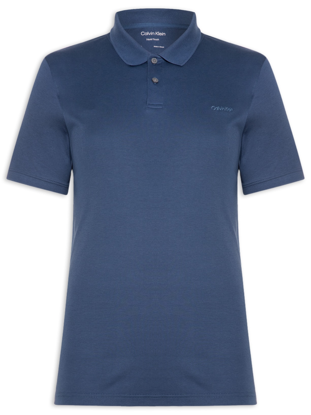 Polo Masculina Básica Interlock Liquid Touch Azul Calvin Klein