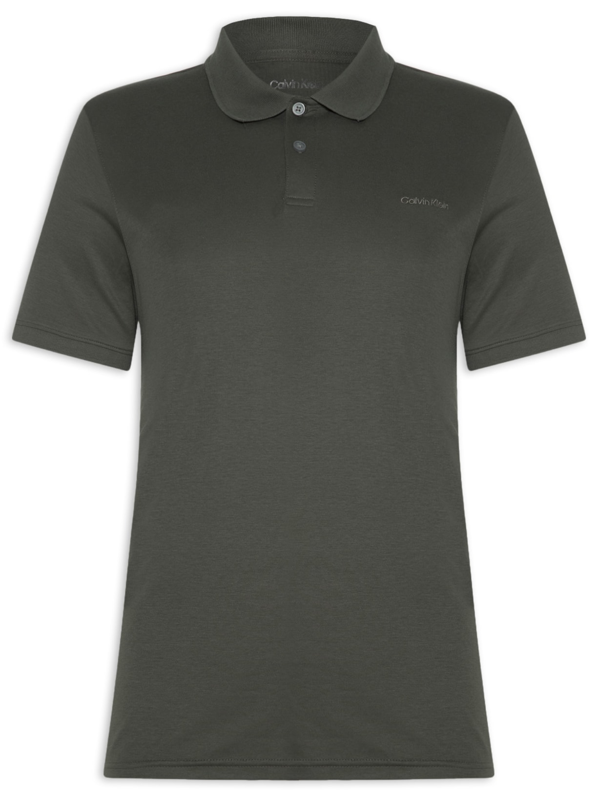 Polo Masculina Básica Interlock Liquid Touch Cinza Calvin Klein