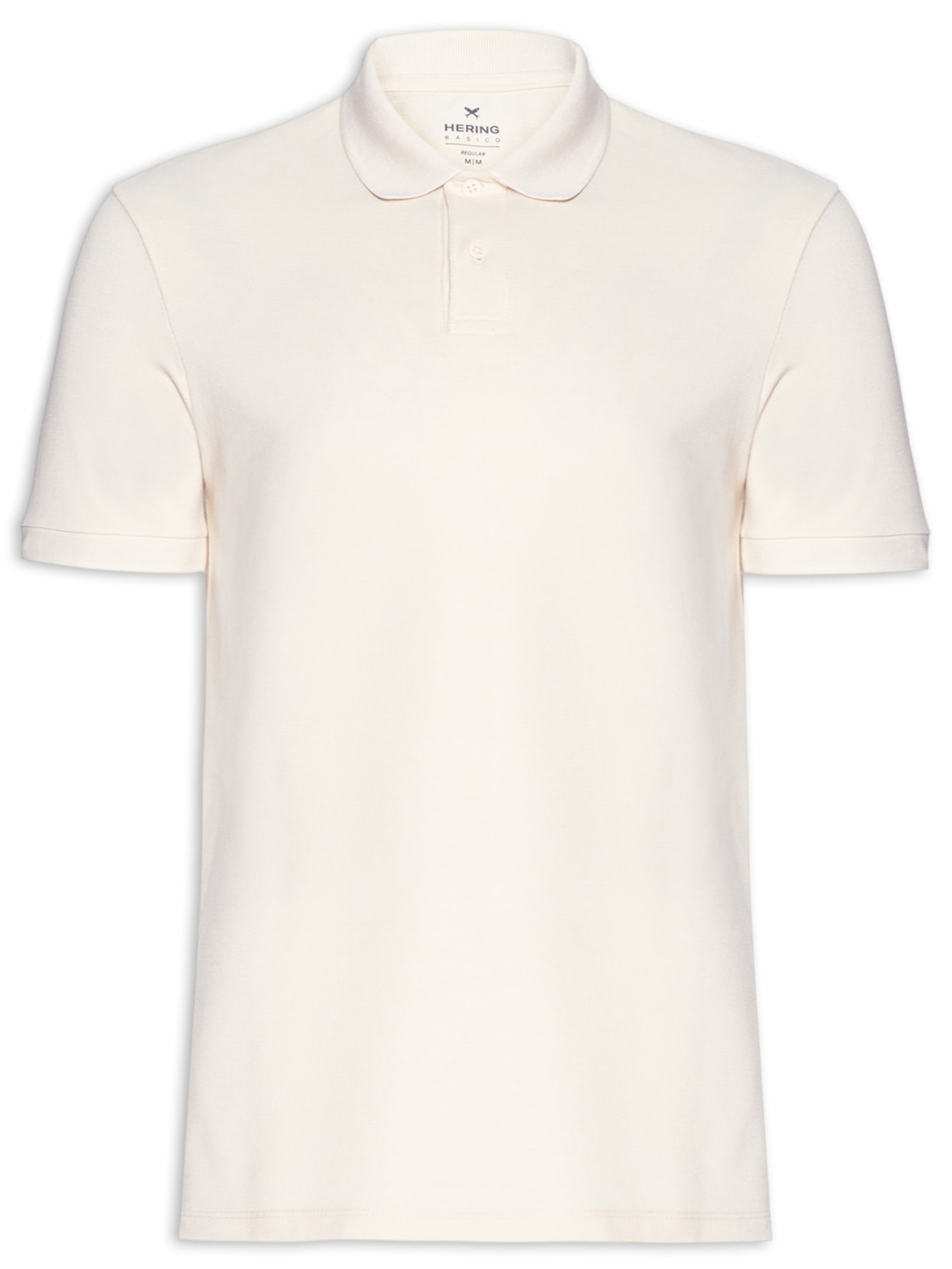 Polo Masculina Básica Manga Curta Em Piquet - Bege