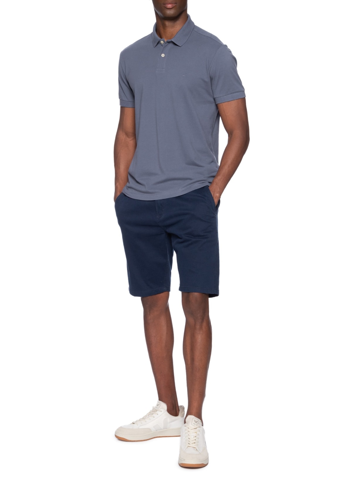 Polo Masculina Básica Piquet Azul Aramis