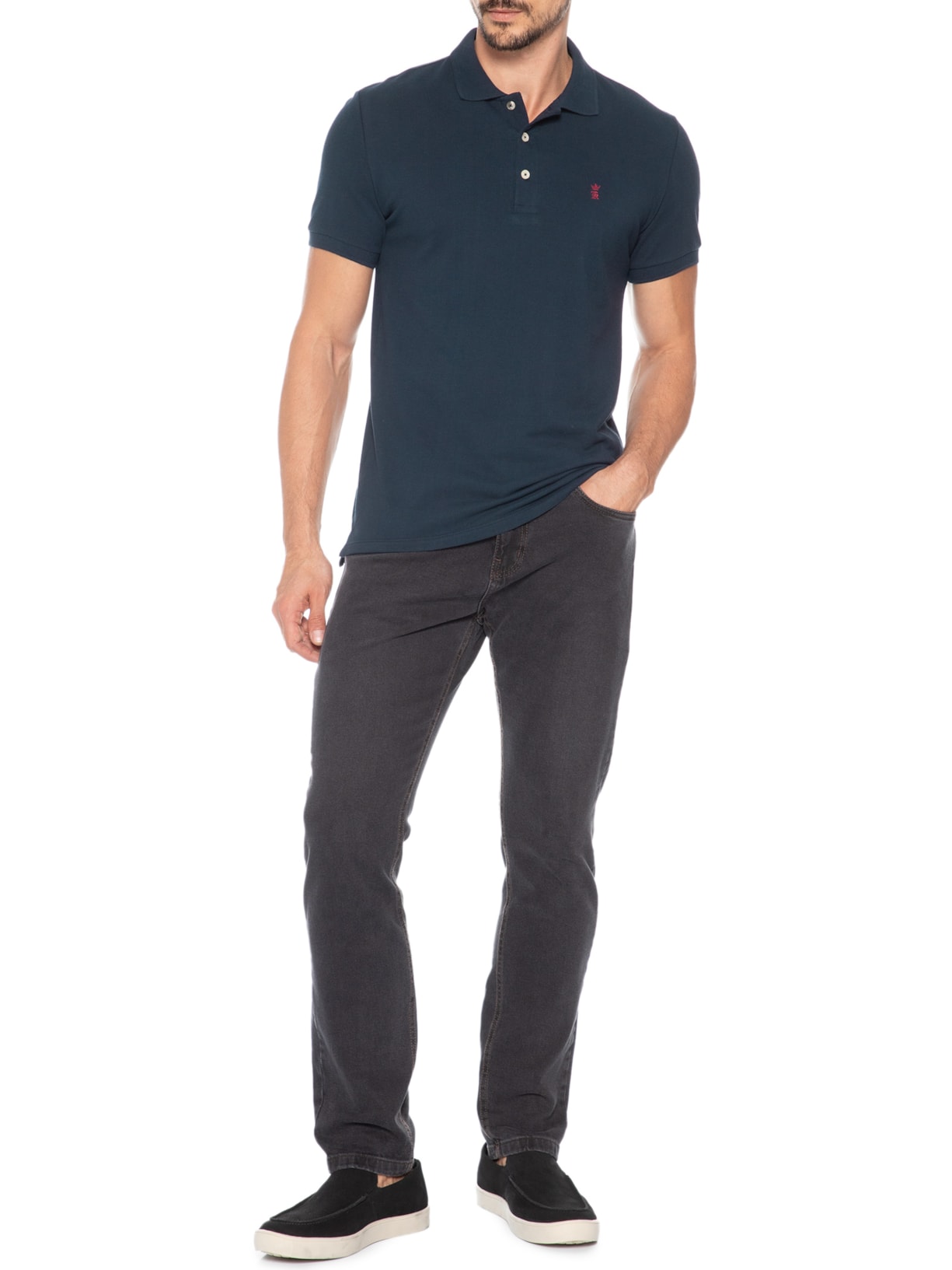 Polo Masculina Básica Piquet Azul Sergio K