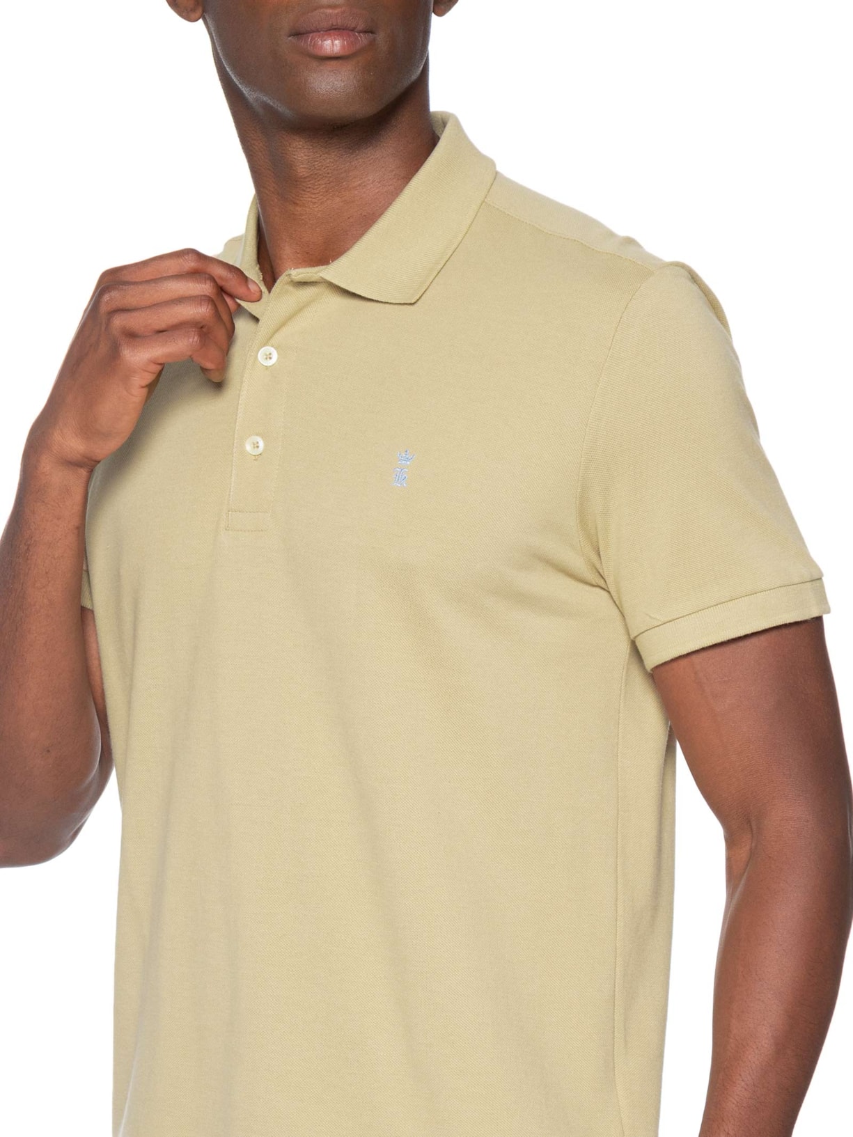 Polo Masculina Básica Piquet Bege Sergio K
