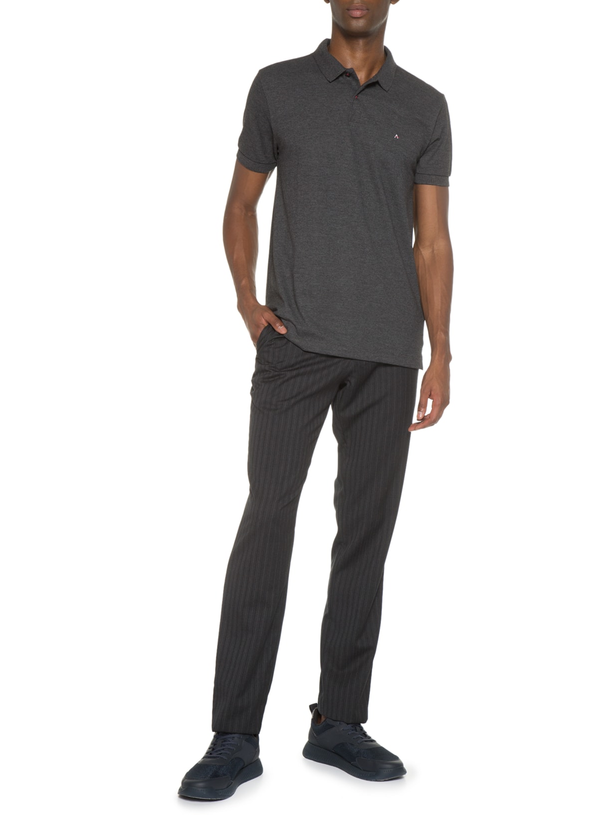 Polo Masculina Básica Piquet Cinza Aramis