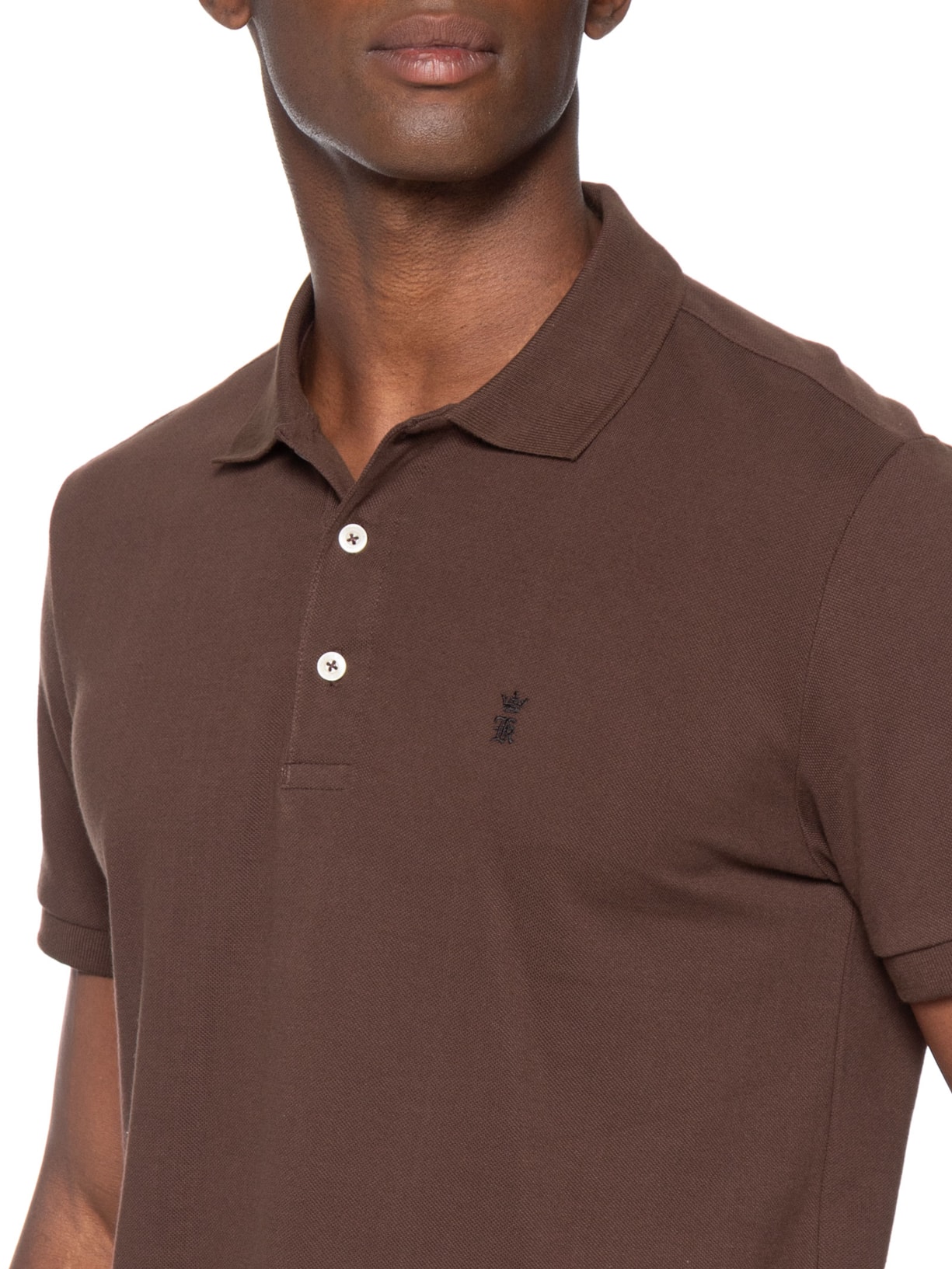 Polo Masculina Básica Piquet Marrom Sergio K