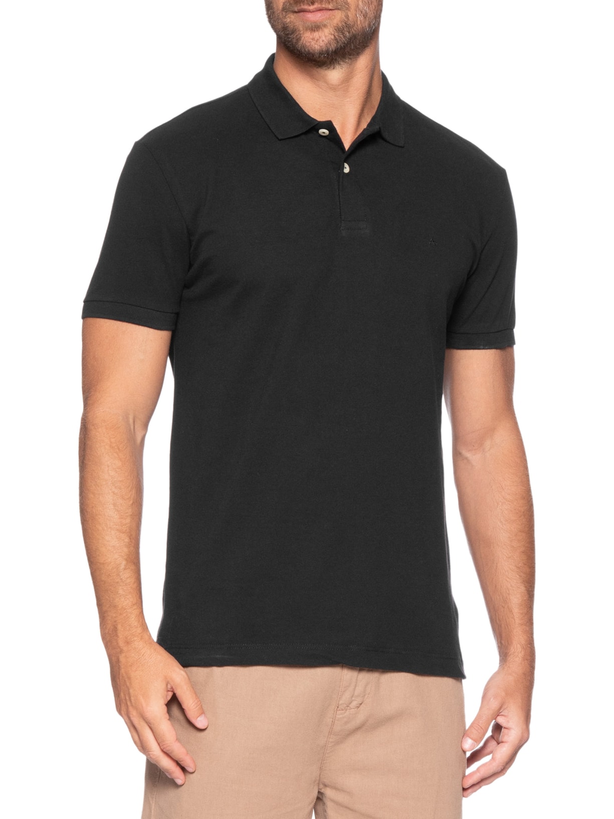 Polo Masculina Básica Piquet Preto Aramis