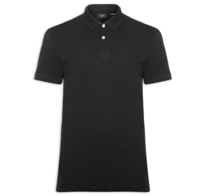 Polo Masculina Básica Piquet - Preto