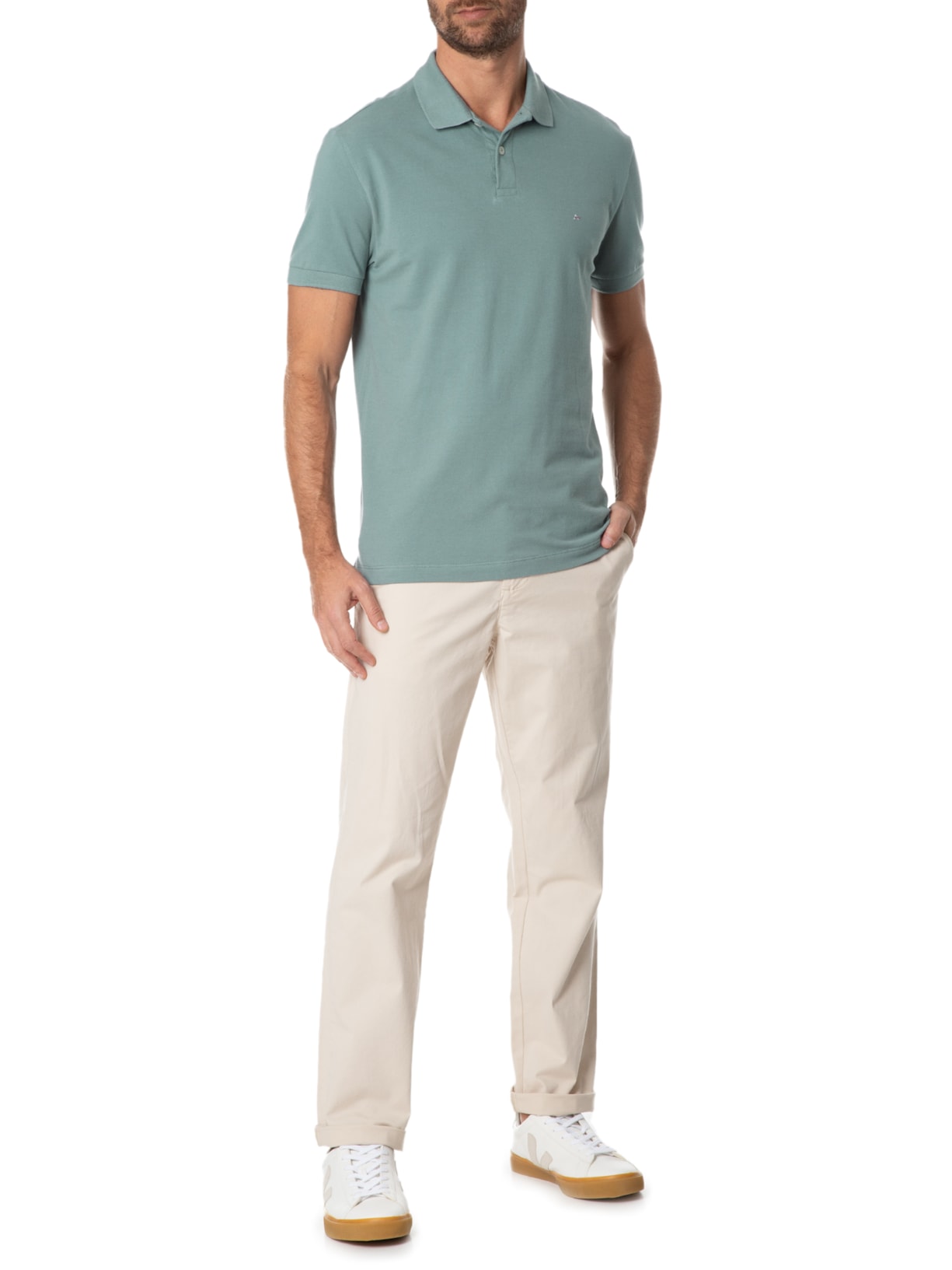 Polo Masculina Básica Piquet Verde Aramis