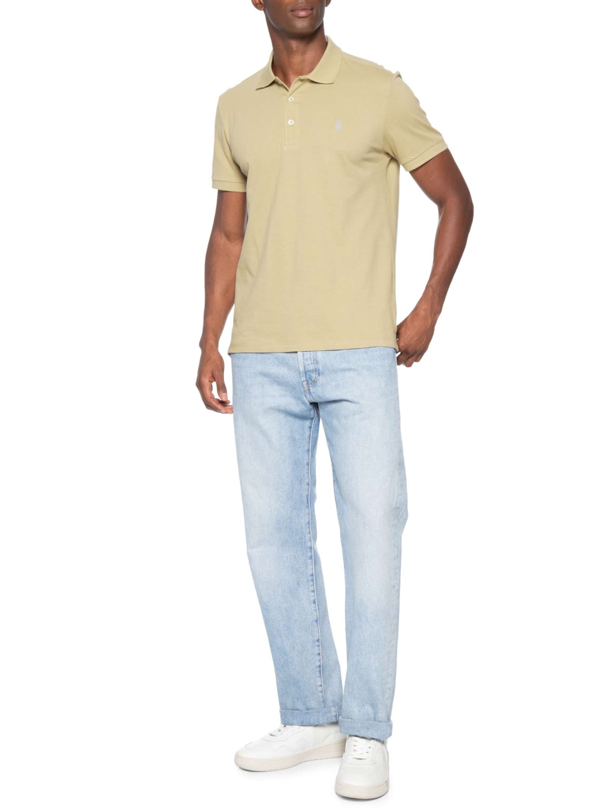 Polo Masculina Básica Piquet – Bege Sergio K