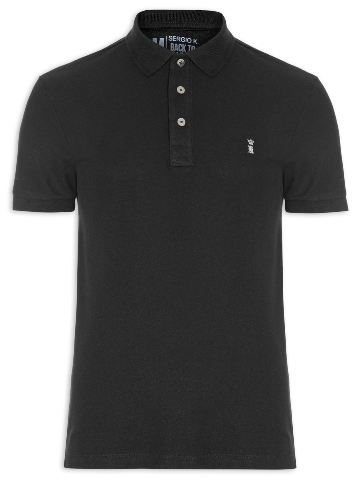 Polo Masculina Básica - Preto