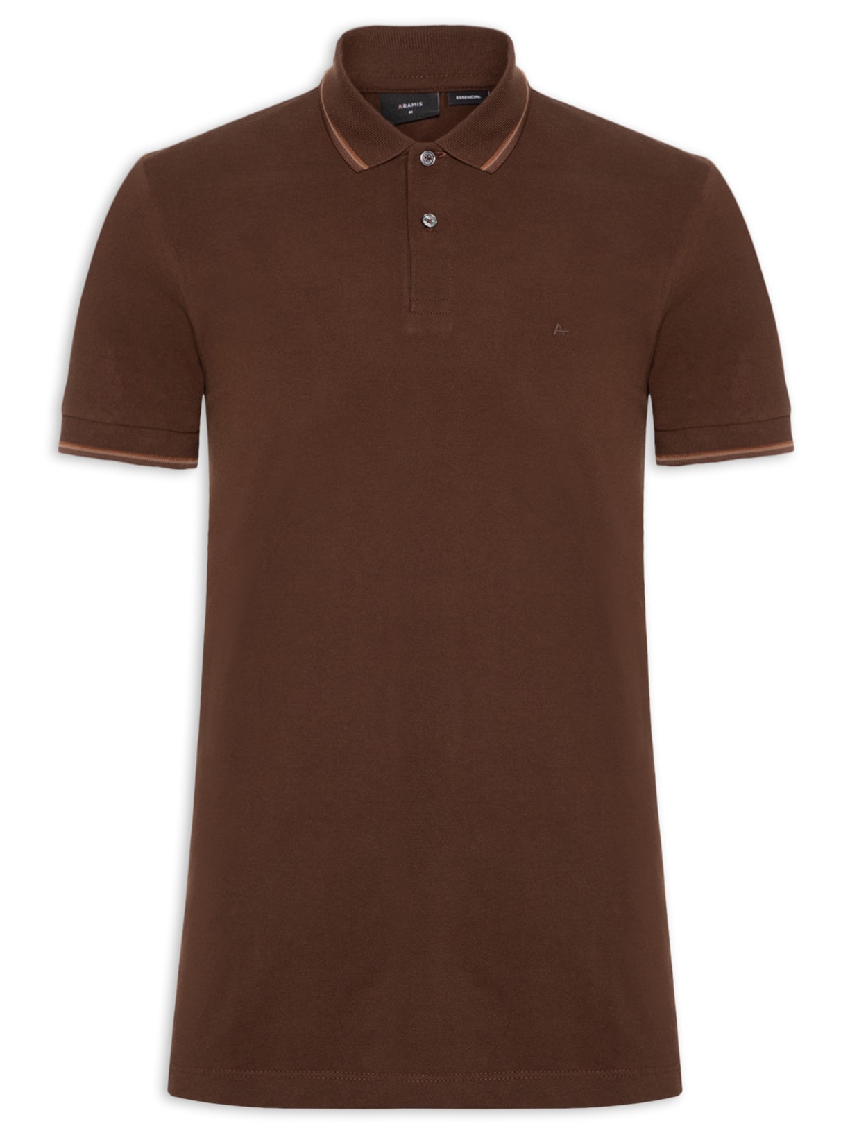 Polo Masculina Básica Regular Fit Com 4 Frisos - Marrom