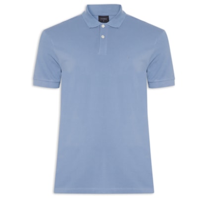 Polo Masculina Básica Regular Fit Em Piquet - Azul