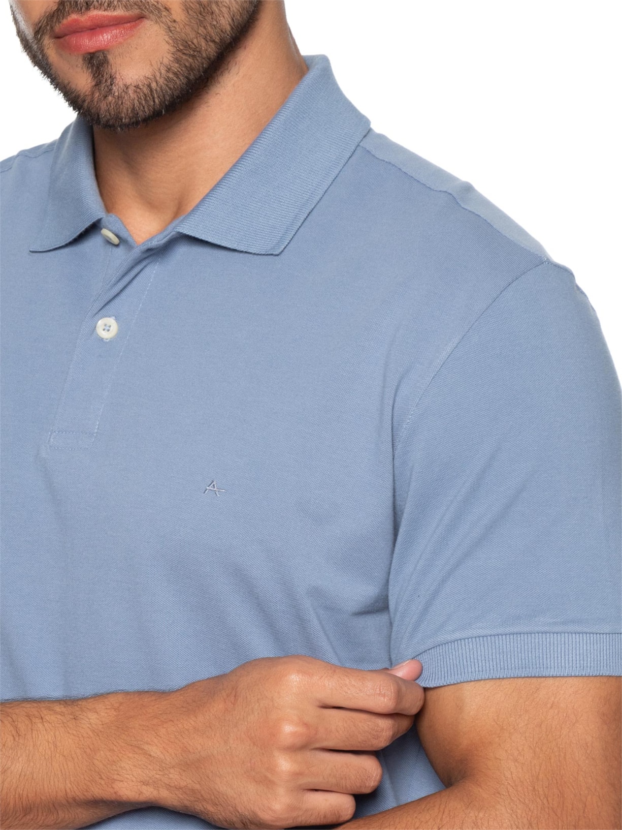 Polo Masculina Básica Regular Fit Em Piquet Azul Aramis
