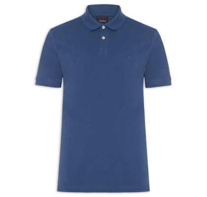 Polo Masculina Básica Regular Fit Em Piquet - Azul