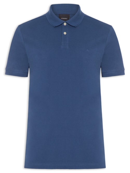 Polo Masculina Básica Regular Fit Em Piquet - Azul